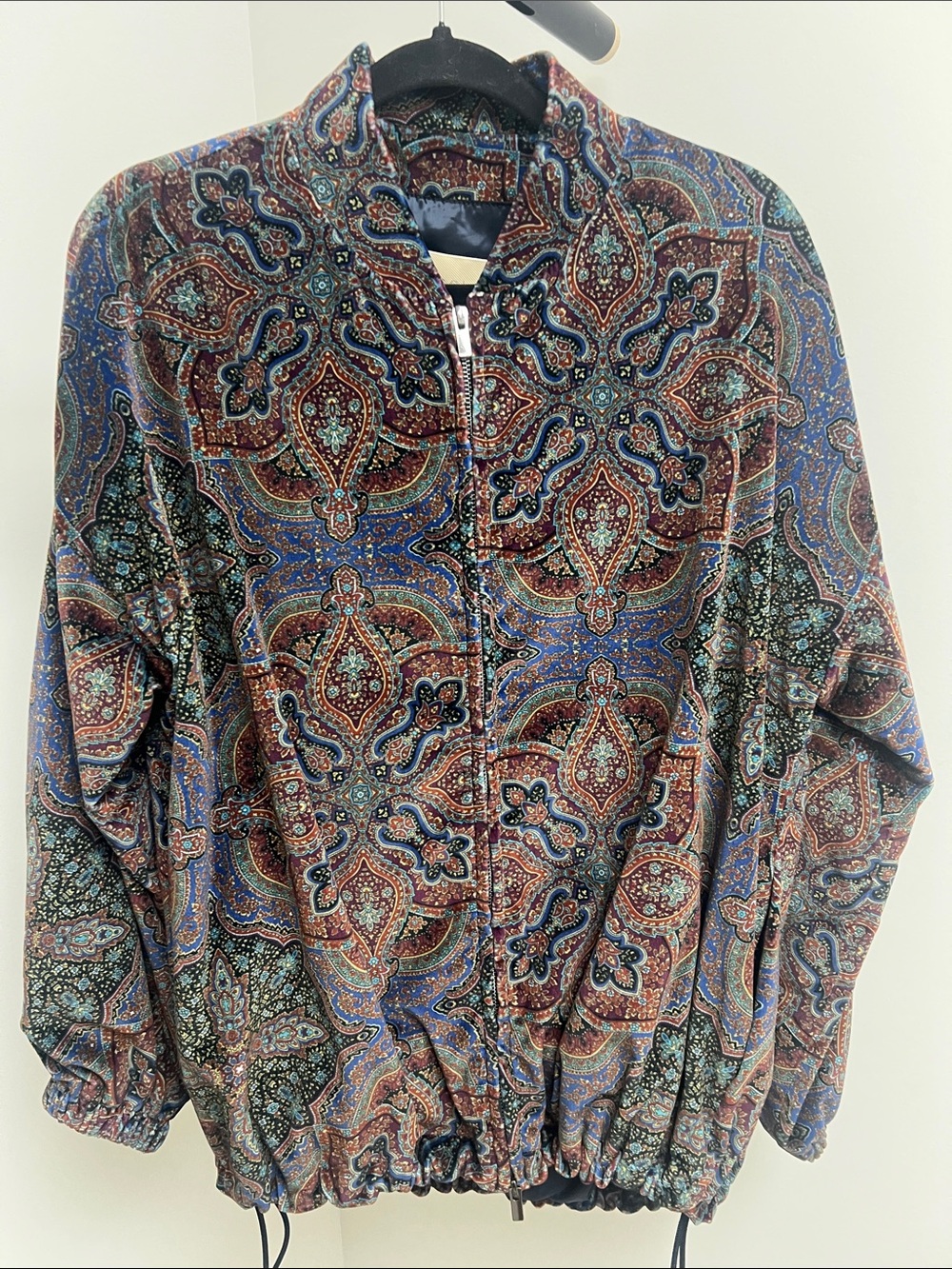 Paisley-Print Velvet Bomber Jacket